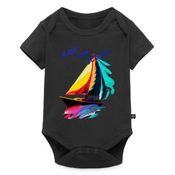 Save the Ocean. Sailing ship - Baby Premium short-sleeve bodysuit - black - Front
