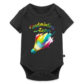 Badminton-Süchtiger - Baby Premium Kurzarmbody - Schwarz - Vorne
