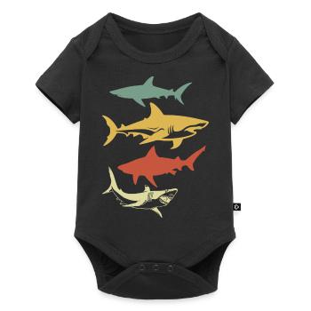 requin rétro vintage - Body à manches courtes Premium Bébé - noir - Devant