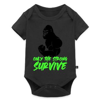 gorilla strong - Baby Premium Kurzarmbody - Schwarz - Vorne