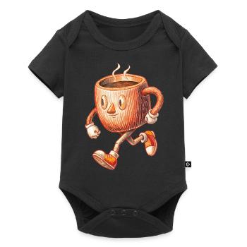 KAFFEE - Baby Premium Kurzarmbody - Schwarz - Vorne