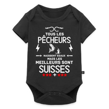 Meilleurs pêcheurs suisses - Body à manches courtes Premium Bébé - noir - Devant