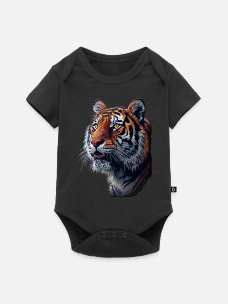 Tiger im Seitenprofil - Baby Premium Kurzarmbody - Schwarz