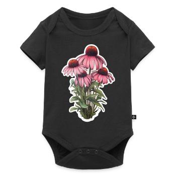 Echinaceapflanze 4 Blüten - Baby Premium Kurzarmbody - Schwarz - Vorne