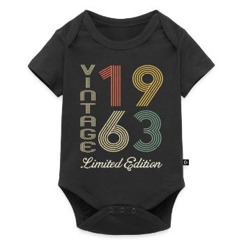 1963 Anniversaire Né en 1963 vintage Rétro. Editio - Body à manches courtes Premium Bébé - noir - Devant