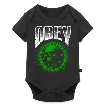 Obéir Illustration Crâne de virus vert gras - Body à manches courtes Premium Bébé - noir - Devant