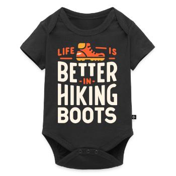 Das Leben ist besser in Wanderschuhen - Baby Premium Kurzarmbody - Schwarz - Vorne