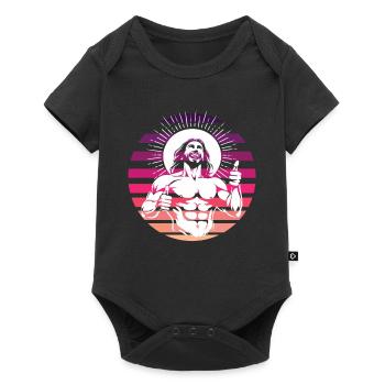 Funny Laughing Jesus Christ Retro Design - Baby Premium short-sleeve bodysuit - black - Front