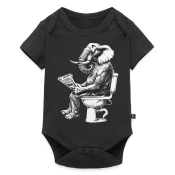 Funny elephant on toilet – artwork in black and white - Baby Premium short-sleeve bodysuit - black - Front