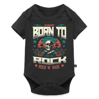 Né pour Rock Rétro Crâne Musique Amateur de Metal - Body à manches courtes Premium Bébé - noir - Devant