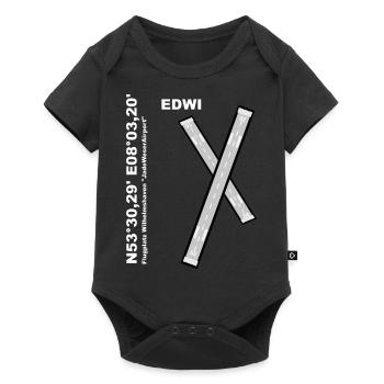 Flugplatz EDWI Design mit Namen und Koordinaten - Baby Premium Kurzarmbody - Schwarz - Vorne