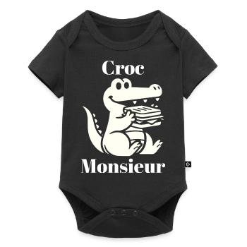 Croque Monsieur Crocodile Nourriture Alligator Français - Body à manches courtes Premium Bébé - noir - Devant