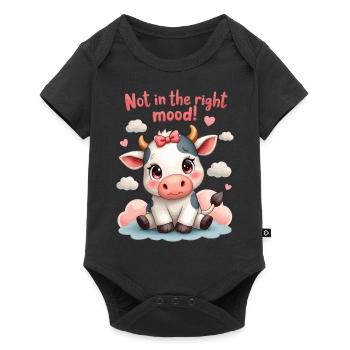 Vache douce et triste pas de bonne humeur - Body à manches courtes Premium Bébé - noir - Devant
