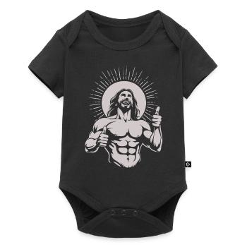 Conception de la bonne humeur de Jésus-Christ – Salut heureux - Body à manches courtes Premium Bébé - noir - Devant