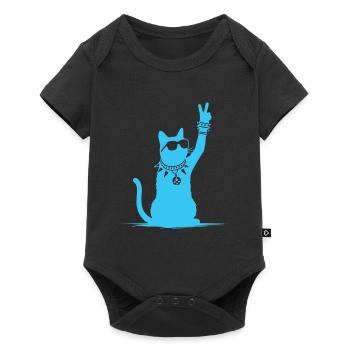Blue Rocker Cat - Drôle de musique rock Cat Design - Body à manches courtes Premium Bébé - noir - Devant