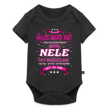 Alles wird gut denn Nele Ist da Outfit - Baby Premium Kurzarmbody - Schwarz - Vorne