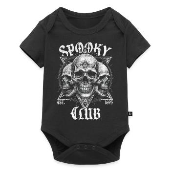 Spooky Club Graustufen-Schädel & Schlangen-Skin - Baby Premium Kurzarmbody - Schwarz - Vorne