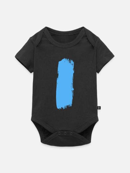 Blauer Strich durch die Mitte - Baby Premium Kurzarmbody - Schwarz