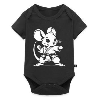 Kampfsport Maus Klein, aber oho! Mäuse Fan Design - Baby Premium Kurzarmbody - Schwarz - Vorne