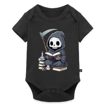 Grim Reaper Bookworm with Scythe - Baby Premium short-sleeve bodysuit - black - Front