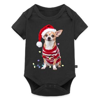 Chihuahua Weihnachten Weihnachtspullover Hund süß - Baby Premium Kurzarmbody - Schwarz - Vorne