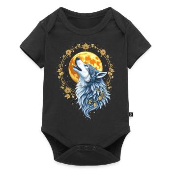 Heart Line Wolf - Moon Art - Baby Premium short-sleeve bodysuit - black - Front