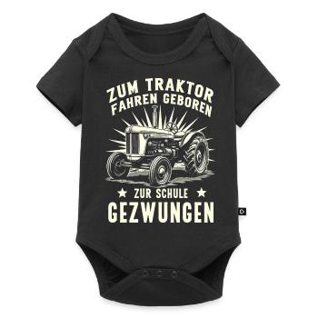 Zum Traktor Fahren Geboren Bauer Witzigen Sprüchen - Baby Premium Kurzarmbody - Schwarz - Vorne