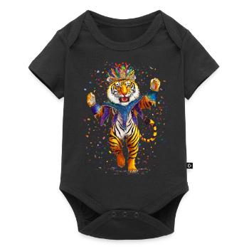 Tiger Mardi Gras Fasching - Baby Premium Kurzarmbody - Schwarz - Vorne