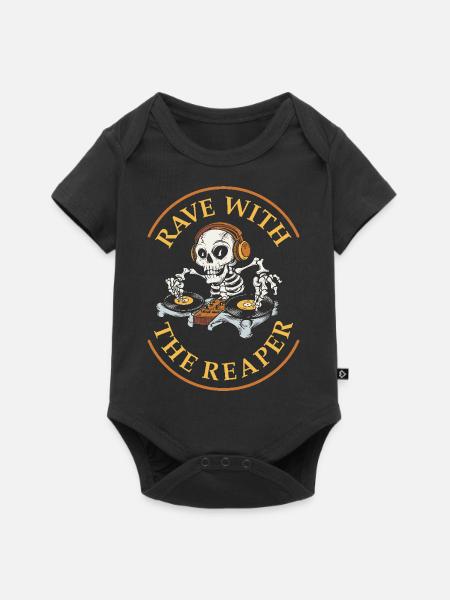 Rave mit dem Sensenmann - Baby Premium Kurzarmbody - Schwarz