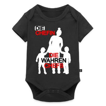 Mutter Sohn Partnerlook Muttertag Mama Söhne - Baby Premium Kurzarmbody - Schwarz - Vorne
