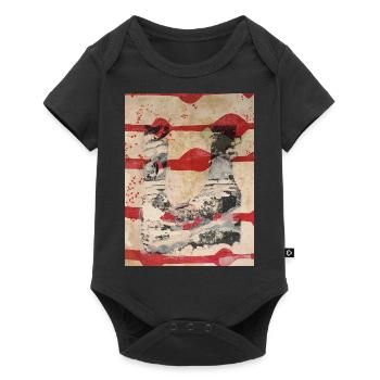 Gelli Print Kunstdruck moderne kunst untergehen - Baby Premium Kurzarmbody - Schwarz - Vorne