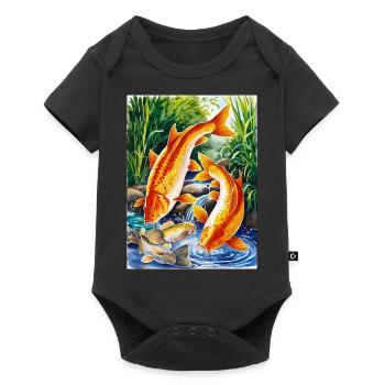 Karpfen - Baby Premium Kurzarmbody - Schwarz - Vorne