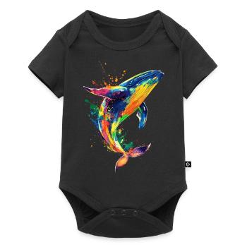 Whale Pop Art Colorful - Baby Premium short-sleeve bodysuit - black - Front