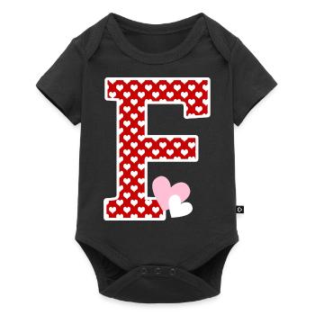 Lettre F cœur - Body à manches courtes Premium Bébé - noir - Devant