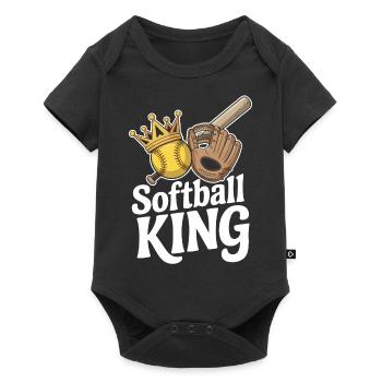 Softball King Garçons Baseball Lanceur Receveur Drôle - Body à manches courtes Premium Bébé - noir - Devant