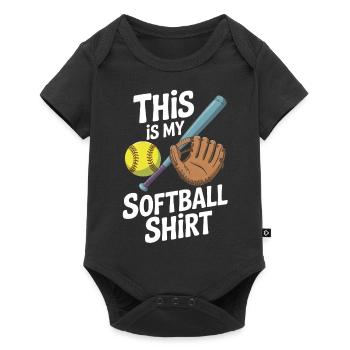 C’est mon joueur de softball receveur lanceur drôle - Body à manches courtes Premium Bébé - noir - Devant