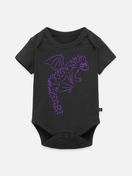 Nuri der kleine Drache, lila - Baby Premium Kurzarmbody - Schwarz
