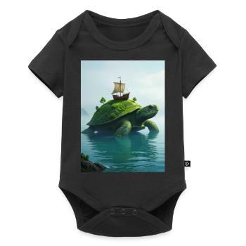 Aspidochelone, tortue marine médiévale du myt européen - Body à manches courtes Premium Bébé - noir - Devant