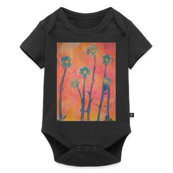blumen kunstdruck pflanzen - Baby Premium Kurzarmbody - Schwarz - Vorne