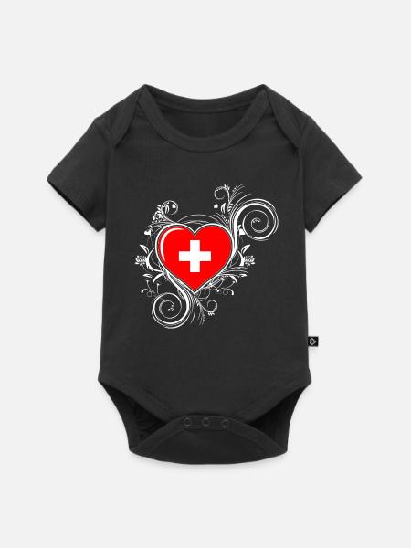 Suisse - coeur - Body à manches courtes Premium Bébé - noir