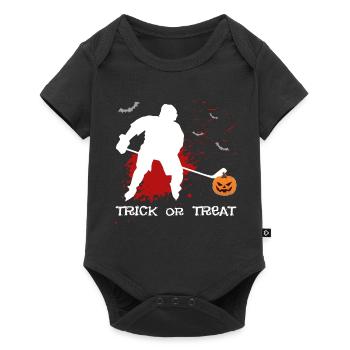Eishockey Spieler Halloween Kostüm Kürbis Blut - Baby Premium Kurzarmbody - Schwarz - Vorne