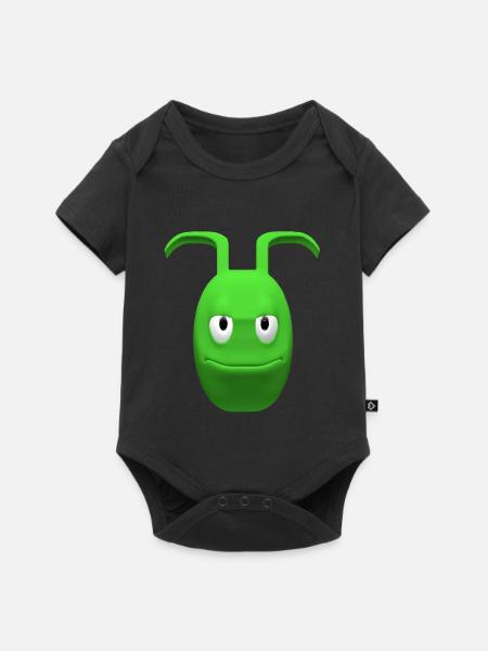 Fröhlicher grüner Alien mit Antennen - Baby Premium Kurzarmbody - Schwarz
