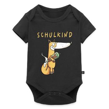 Schulkind Schlaufuchs mit Schultüte I Einschulung - Baby Premium Kurzarmbody - Schwarz - Vorne