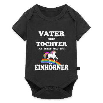 Vater Tochter Einhorn Geschenk Geburt Schwanger - Baby Premium Kurzarmbody - Schwarz - Vorne