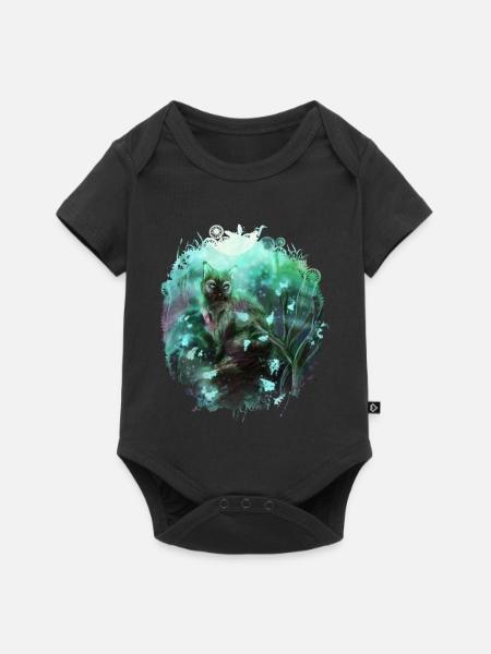 Katze im Magischem Wald - Baby Premium Kurzarmbody - Schwarz