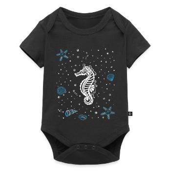 Hippocampes, des étoiles de mer et des coquillages - Body à manches courtes Premium Bébé - noir - Devant