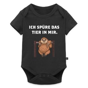 Faultier Ich spüre das Tier in mir lustiger Spruch - Baby Premium Kurzarmbody - Schwarz - Vorne