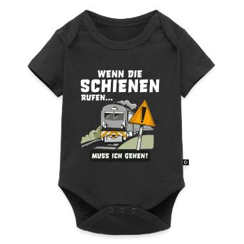 Zug Bahn Wenn die Schienen rufen muss ich gehen - Baby Premium Kurzarmbody - Schwarz - Vorne