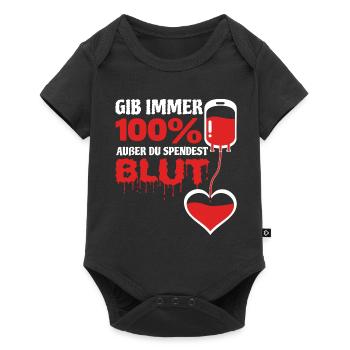 Spende Blut Blutspendedienst Blutspender Geshenk - Baby Premium Kurzarmbody - Schwarz - Vorne