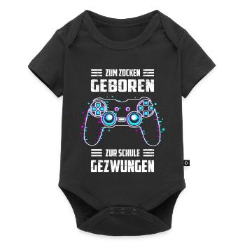 Zum Zocken Geboren, zur Schule Gezwungen - Baby Premium Kurzarmbody - Schwarz - Vorne